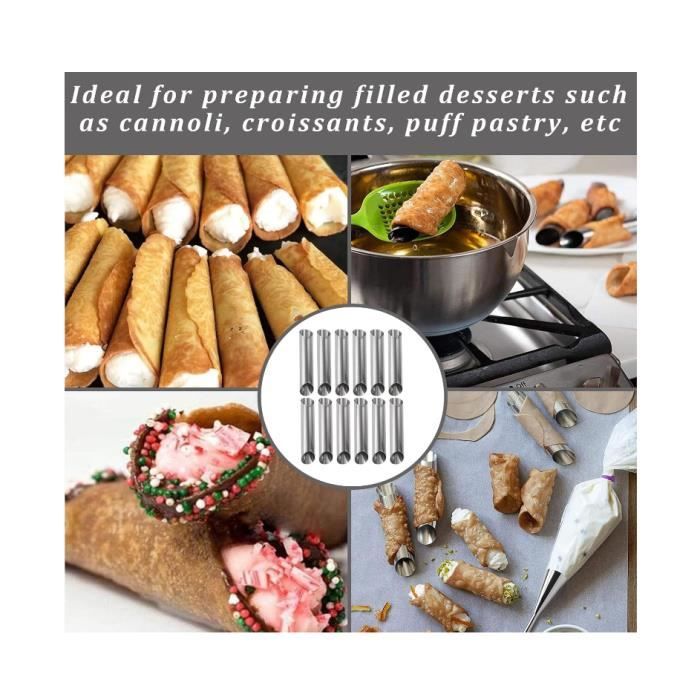20 Moules à Cannoli Inox ADERTOS - Tubes à Pâtisserie Antiadhésifs Avec Brosse