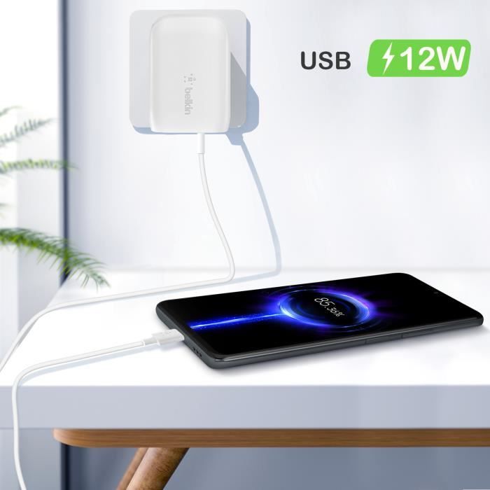 Chargeur Secteur 37W USB-C 3.0 25W + USB 12W Charge rapide Compact