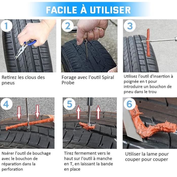 Kit de Réparation Crevaison Pneu Tubeless ✓Voiture Moto Auto Quad Pneus  Agricole