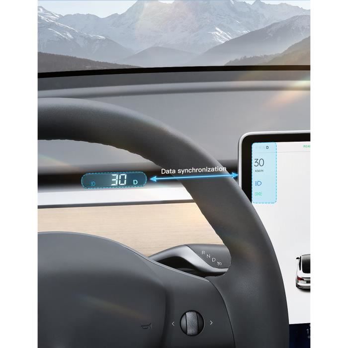 Écran Tête Haute 9" Pour Tesla Model 3/Y - CarPlay Android Auto Sans Fil - Affichage Données Voiture