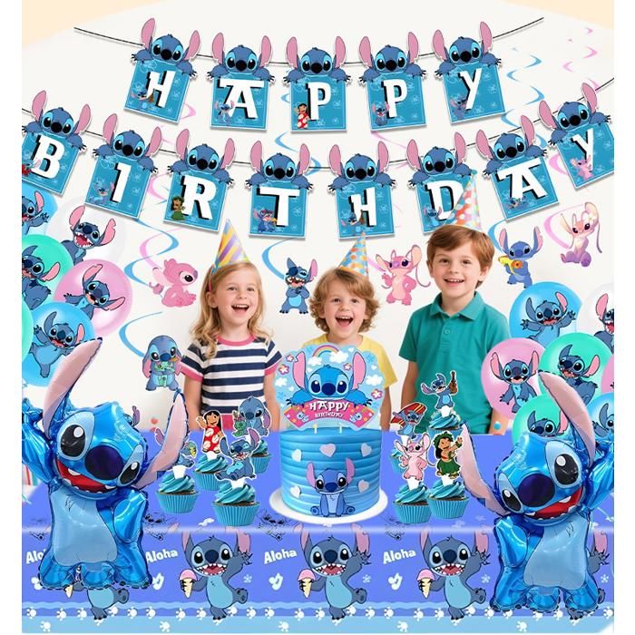 Kit Décoration Anniversaire Enfant 6 Ans - 47 Pièces (Bannière, Ballons, Déco Gâteau, Autocollants) - Thème Dessin Animé - 5