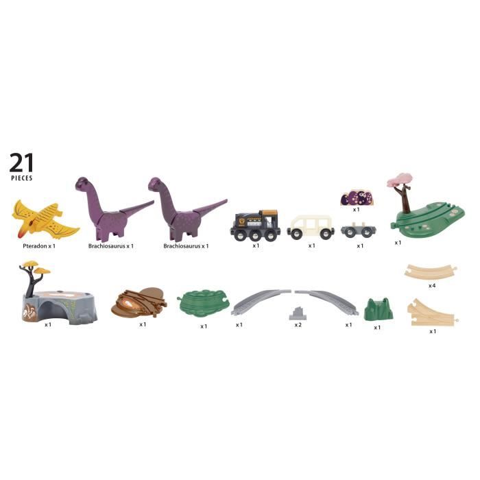 Train à Piles Dinosaure BRIO World 36096 - Locomotive Électrique Avec Dinosaures Pour Circuits En Bois