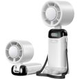 Petit Ventilateur Portable, Ventilateur à main usb Portatif Portable Rechargeable avec 5 vitesses écran LED Blanc