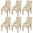 Chaises de salle à manger haut de gamme - Crème - Lot de 6 - Accoudoirs - Design luxueux et charmant-0