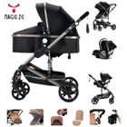 Poussette bebe 3 en 1 - Poussette pour nouveau-né, Poussette pliable automatique en Un Clic, supoort en aluminium - Magic ZC, Noir