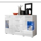 BRAND Bahut buffet profond CRYSTAL laqué blanc LED