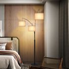 PULUOMIS Lampadaire sur pied salon 2m avec 3 abat-jours, variateur, E27 base, lampadaire à intensité variable, noir