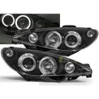 TUNING TEC Paire de feux phares Peugeot 206 de 2002 a 2006 angel eyes noir - Montage H7