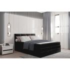 TRADA Lit adulte 180x200 cm PRADO avec rangement et matelas ressorts ensachés - tissu velours - noir