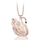 LE COIN COQUIN LCC® Collier long/pendentif femme cygne plaqué Or Cristal Opale Swarovski chaîne dorée diamant strass Cadeau fantaisie classique