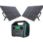 SWAREY Generateur electrogène Portable 1000W(1500W Pic) avec 2PCS Panneau Solaire Pliable 100w Solaire kit 220V