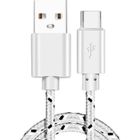 TOP4PC Chargeur pour Samsung Galaxy A12 / A13 / A13 5G / A14 / A14 5G Cable USB-C Tressé Cordon Nylon Renforcé Type-C Blanc 1m