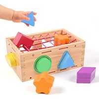 Jouet Enfant 6-12 Mois Fille - AMOUNE - Cube d'activité en bois - Motricité fine - Tri de formes