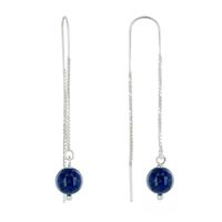 Les Poulettes Bijoux - Boucles d'Oreilles Chainette Argent et Perles de Lapis Lazuli