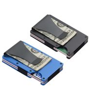 ATOMSTACK 2 PCS Slim Wallet RFID Blocage DIY Graveur laser Porte-cartes de crédit Portefeuilles avec pince à billets Bleu Noir