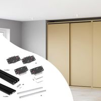 Emuca Kit de ferrures pour Flow2 2 portes coulissantes et armoire à fermeture souple avec rails de surface de 2,35m, panneaux non