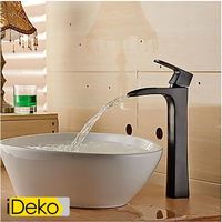 iDeko® Robinet Mitigeur lavabo contemporaine de haut Bronze huilé cascade salle de bains robinet d'évier