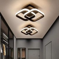 Plafonnier LED Moderne 22W Lustre Acrylique carré 2 LED Lampe de Plafond pour Salle à Manger étude Cuisine Blanc Chaud 3000K-Noir