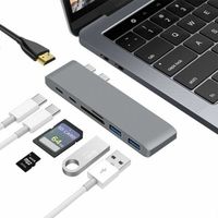 Hub USB C,7 en 1 Adaptateur USB C pour Macbook Pro/Air,Thunderbolt 3.1 PD 100W,HDMI 4K,2 Ports USB 3.0,Lecteur de Carte SD/TF