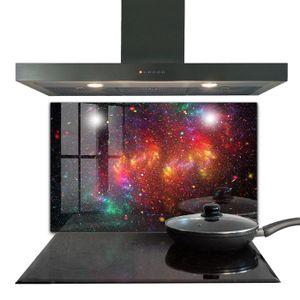 CREDENCE Fond de hotte - Decortapis - 100 x 70 cm - Verre trempé - Galaxie Chaos Fantastique