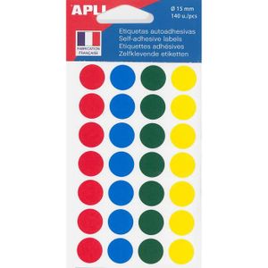 15 mm coloris  MULTICOLORE PASTEL - planche de 96  GOMMETTES autocollantes 