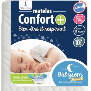 MATELAS BÉBÉ Matelas Bébé Confort+ - BABYSOM - 70x140cm - Circulation Parfaite de l'air - Ultra Ventilé - Déhoussable
