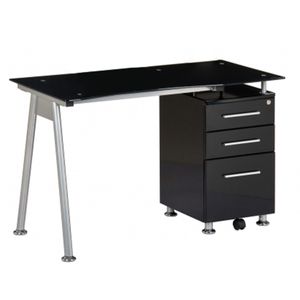 Bureau Informatique En Verre Noir Achat Vente Pas Cher