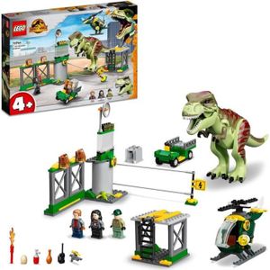 ASSEMBLAGE CONSTRUCTION LEGO® 76944 Jurassic World L’Évasion du T. Rex, Dinosaures, Avec Voiture, Hélicoptère et Aéroport, dès 4 ans