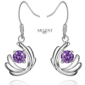 Fashion Women/'s 10 Mm Naturel Violet Jade argenture Crochet Dangle Boucles d/'oreilles