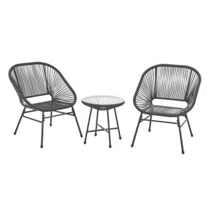 Ensemble table et chaise de jardin SVITA TULUM Meuble de balcon 3 pièces Set de meubles de jardin Chaises de balcon avec table noir