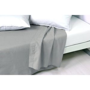 Drap plat gris clair en coton 270X300 cm