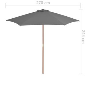PARASOL YIN(44515)Parasol d'extérieur avec mât en bois 270
