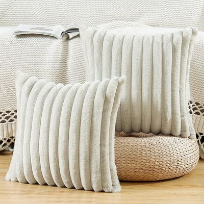 Lot 2 Housses Coussin Peluche Velours Géométrique Rose – 45x45 Cm, Ultra Doux & Luxe Moderne Canapé