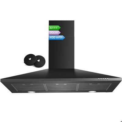 Klarstein Hotte Aspirante Murale 60cm Noir Mat Rétro - 430 M³/h Puissante Et Élégante