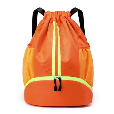 Hoedia Sac à dos sport avec cordon de serrage - Sac de gym pour natation avec compartiment pour chaussures et poche étanche pour femmes/hommes, Noir/blanc