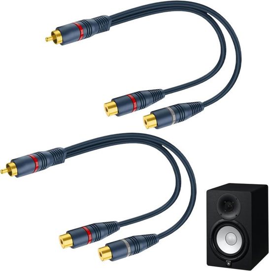 Adaptateur Double RCA Femelle Vers Fiche RCA Mâle - Plaqué Or, Splitter/joiner Pour Câbles Audio