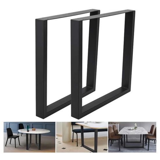 Pieds de table métal 90x72cm - Pieds de meubles industriels - Noir - Métal - Adulte