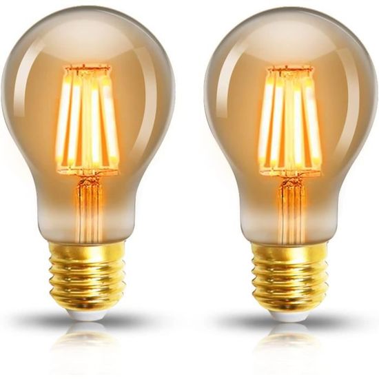 Lot de 6 Ampoules LED 6W Edison Vintage E27 - Ampoule à filament ST64 2200K  Blanc Chaud - Equivalent à Ampoule Incandescente 48W - Cdiscount Maison
