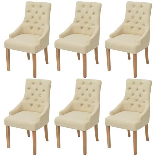 Chaises de salle à manger haut de gamme - Crème - Lot de 6 - Accoudoirs - Design luxueux et charmant