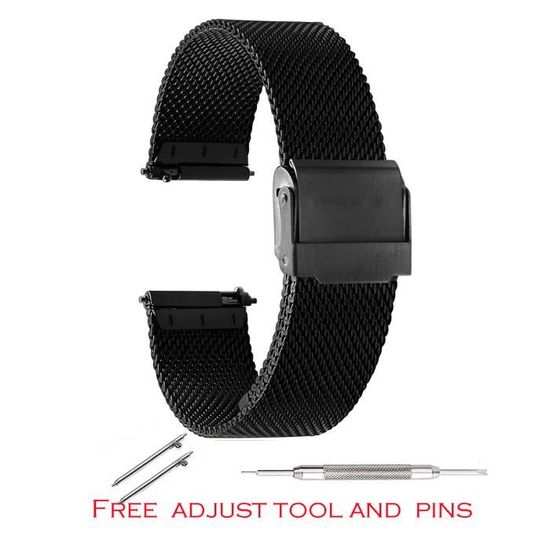 19mm Le noir Bracelet De Montre En Maille Milanaise Pour Dw