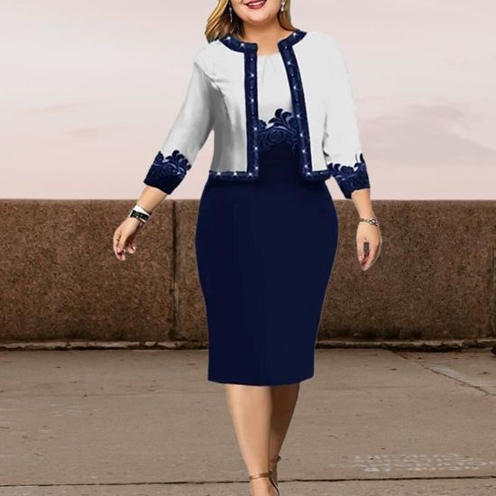 ROBE Robe de soiree manteau ensemble 2 piecesensemble habillage trois quarts manches formelle style Dark Blue Dark blue Cdiscount Pret a Porter