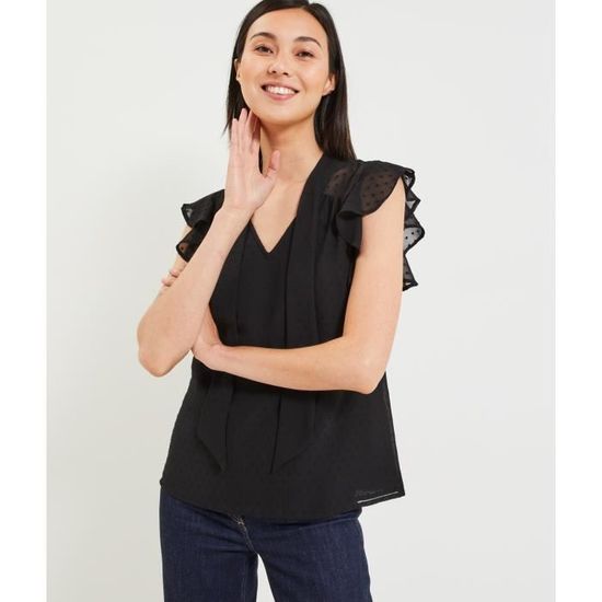 GRAIN DE MALICE Blouse col lavalliere femme Black Cdiscount Pret a Porter