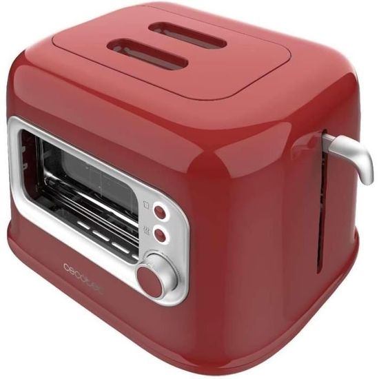Cecotec Grille-pain vertical RetroVision Rouge - Electroménager