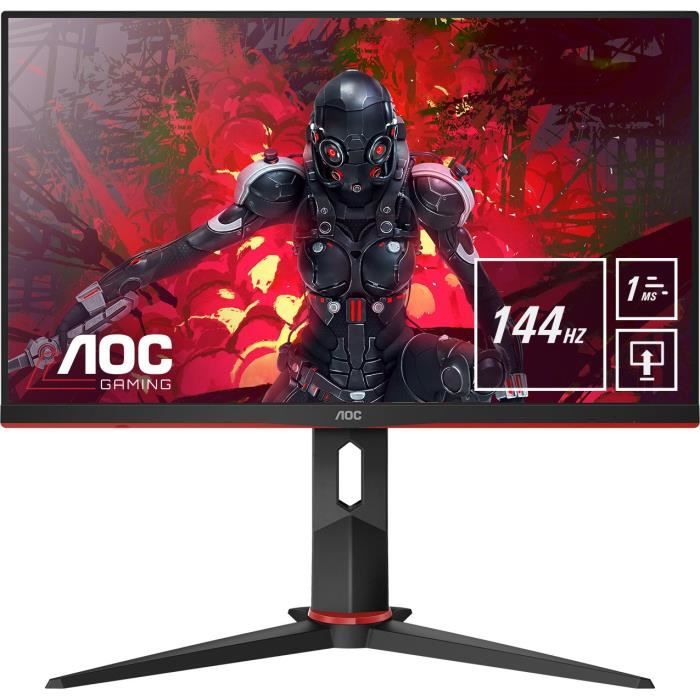 AOC 24G2U - Ecran PC Gamer 23.8- FHD - Display Port - Freesync - 144 Hz - 1 Ms - Noir/Rouge