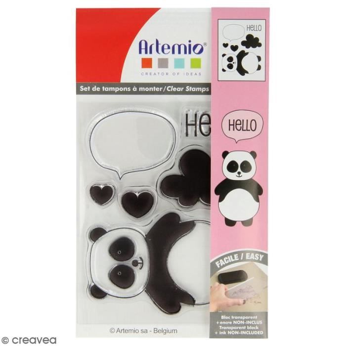 Tampon clear Artemio - Adorable Panda - 6 pcs ampons transparents Artemio, parfaits pour le scrapbooking, la carterie et le Home