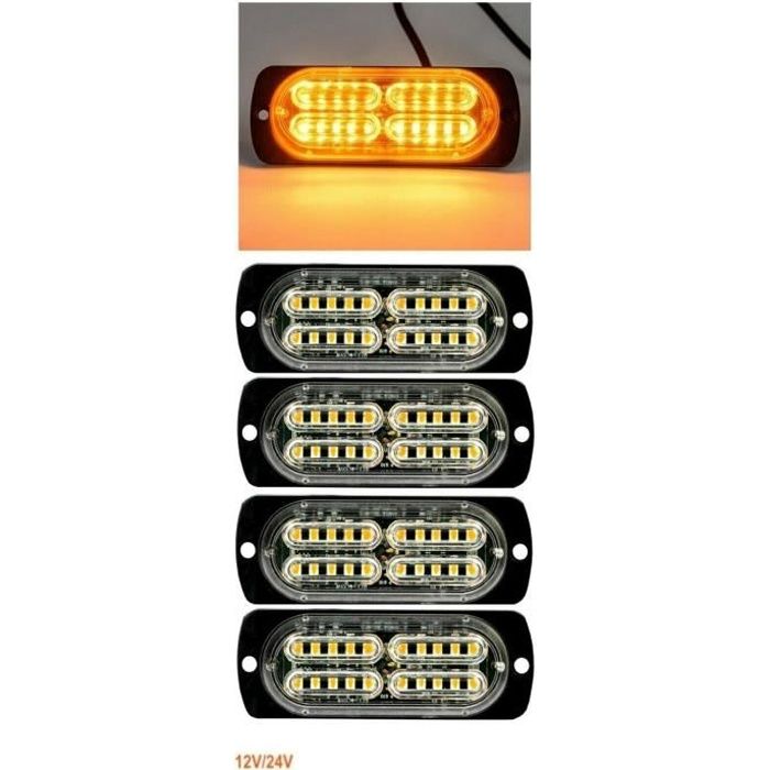 4pcs 20 Led Feux De Gabarit Orange Clignotant Flash Stroboscopique 12-24V Camion