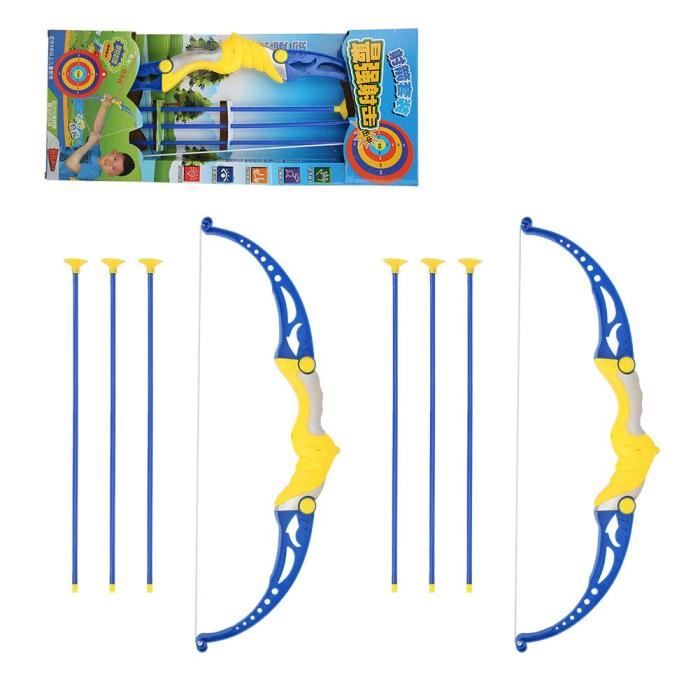 Kit jouet 2 boîtes enfants simulation arc en plastique et flèche pour le tir sportif avec ventouse non-dommages ensemble jouet