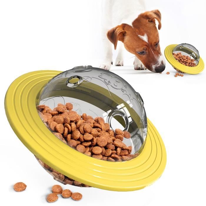 Balle Friandise de Chien, Distributeur Croquettes pour Chien et Chat - Jaune