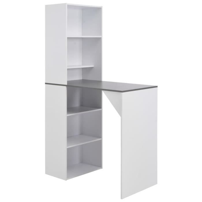 Table de bar avec armoire Blanc - 115x59x200cm