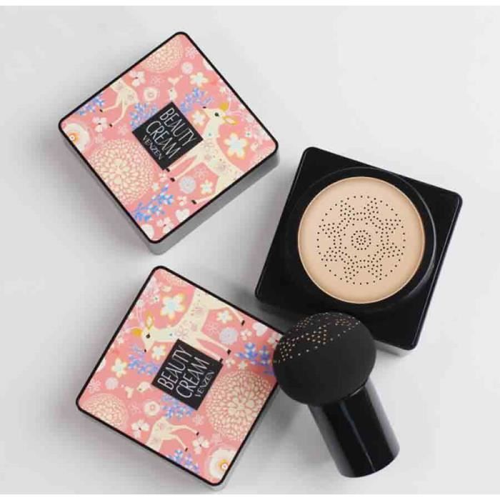 Fond de Teint Couvrant CC Crème avec Eponge Maquillage Fond de Teint Liquide pour Contrôle de l'huile Hydratante - couleur naturelle